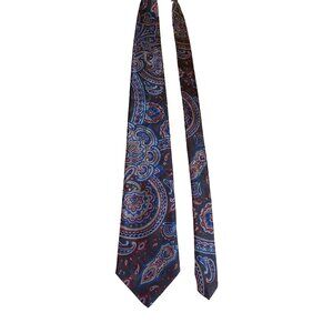 Manhattan Paisley Necktie USA Made Vintage Look Blue Red Classic Dad Gift